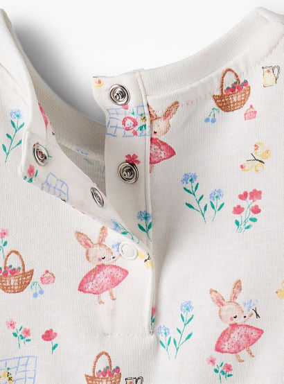 Juniors Round Neck Short Sleeves A-line Dress with Bunny Print-baby-girls-clothing-dressesandjumpsuits-image-5