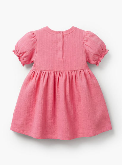 Juniors Round Neck Short Sleeve Dress with Bow Accent-baby-girls-clothing-dressesandjumpsuits-image-3