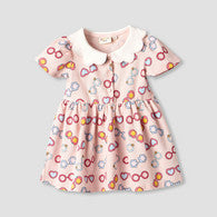 Juniors Peter Pan Collar Short Sleeves A-line Dress with Heart Print-undefined-image-1