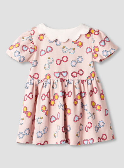 Juniors Peter Pan Collar Short Sleeves A-line Dress with Heart Print-baby-girls-clothing-dressesandjumpsuits-image-4