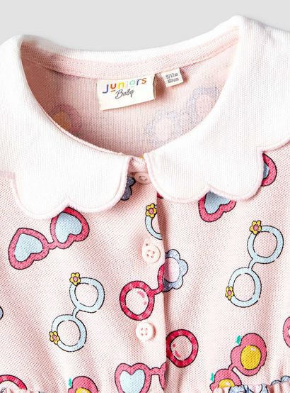 Juniors Peter Pan Collar Short Sleeves A-line Dress with Heart Print-baby-girls-clothing-dressesandjumpsuits-image-5