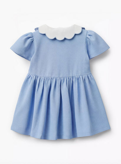 Juniors Scallop Collar Short Sleeves A-line Dress with Heart Embroidery-baby-girls-clothing-dressesandjumpsuits-image-3