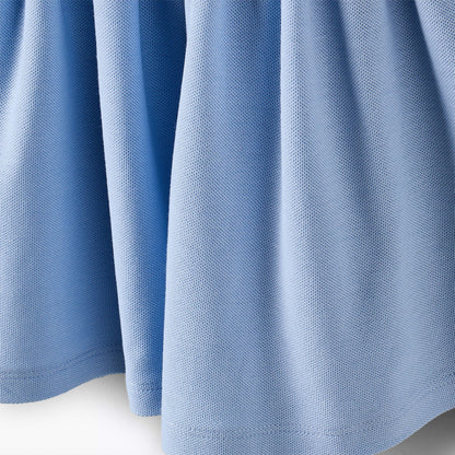 Juniors Scallop Collar Short Sleeves A-line Dress with Heart Embroidery