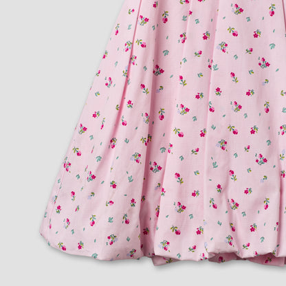 Juniors Round Neck Sleeveless A-line Dress with Floral Print