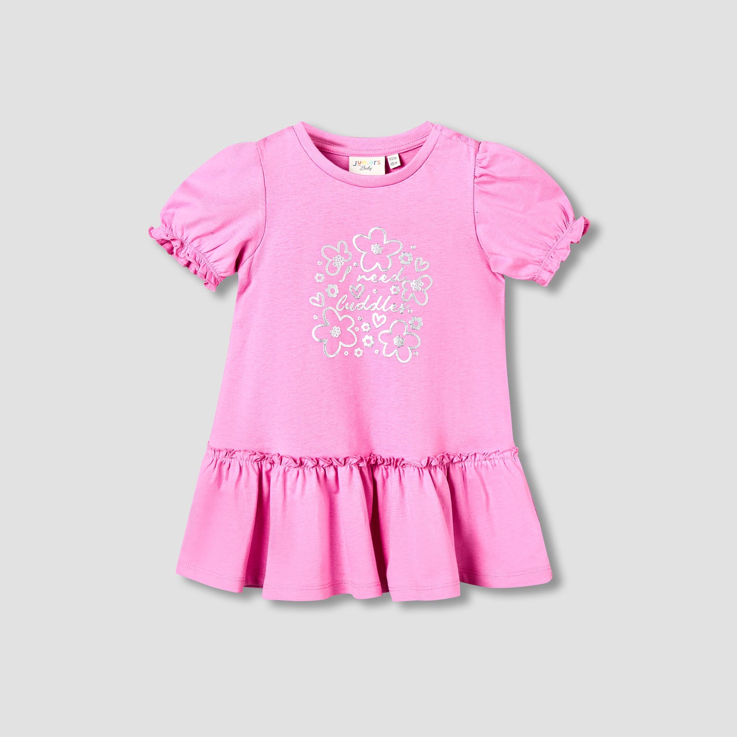 Pack of 2 Juniors Short Sleeves Drop Waist Dress with Floral Print