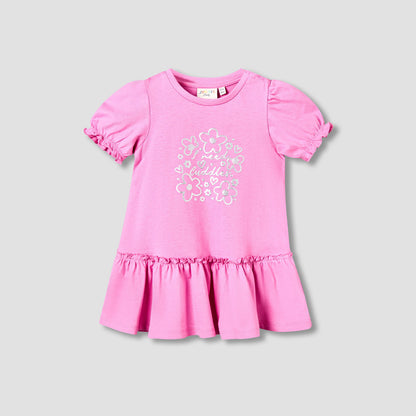 Pack of 2 Juniors Short Sleeves Drop Waist Dress with Floral Print