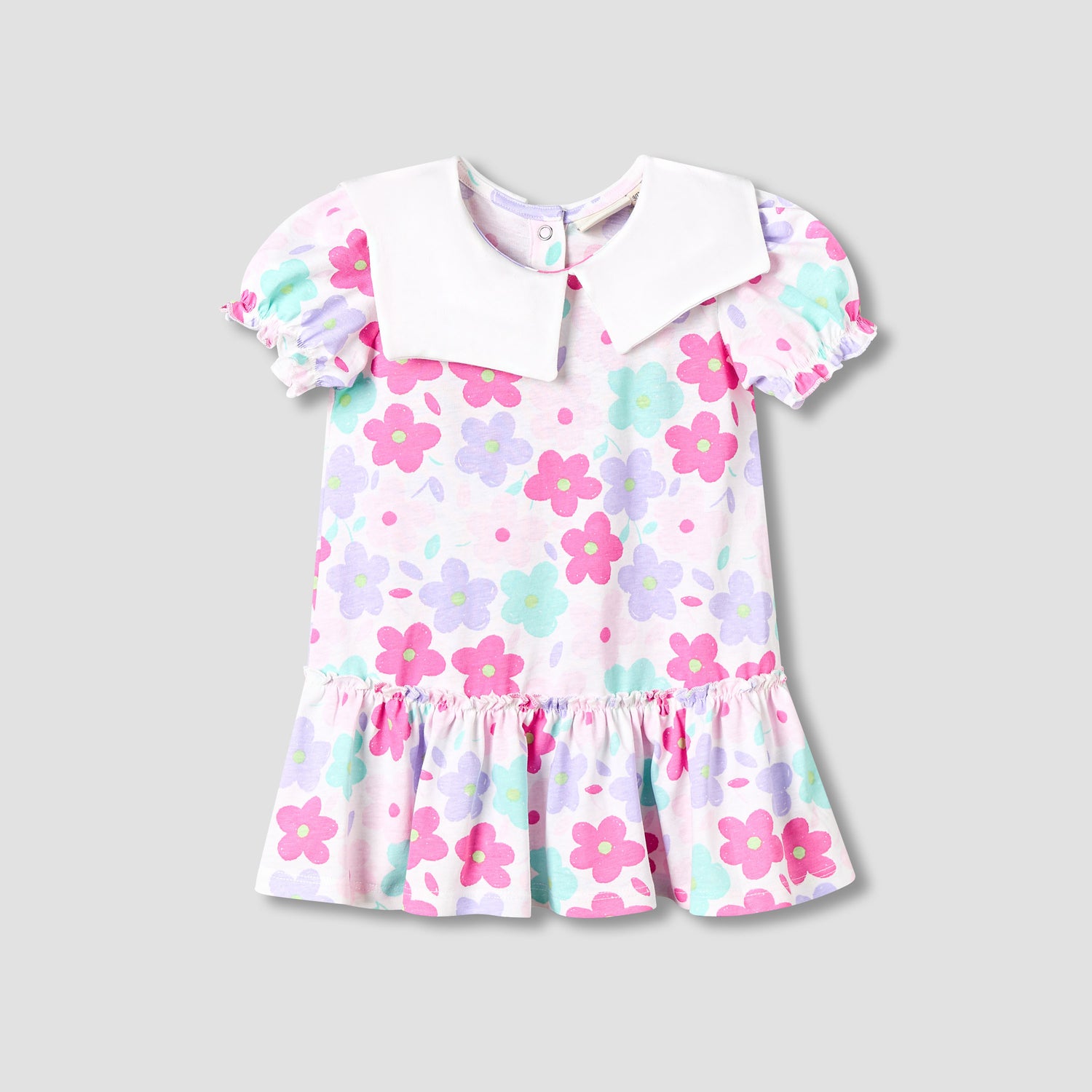 Pack of 2 Juniors Short Sleeves Drop Waist Dress with Floral Print