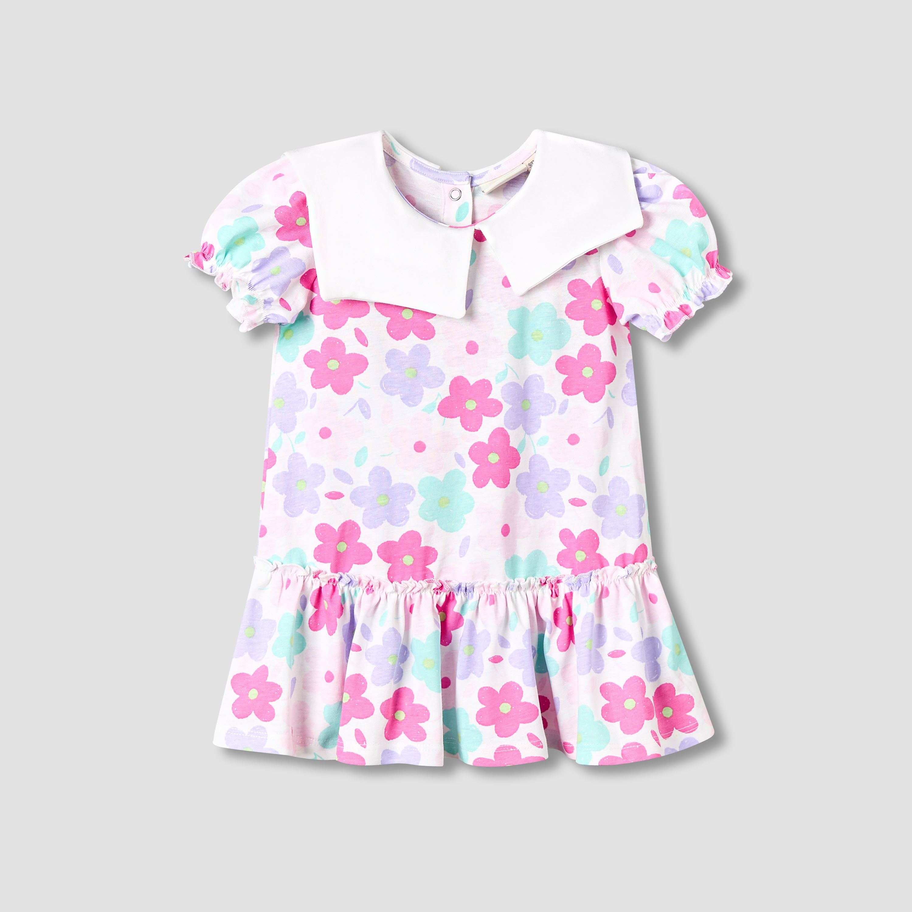 Pack of 2 Juniors Short Sleeves Drop Waist Dress with Floral Print