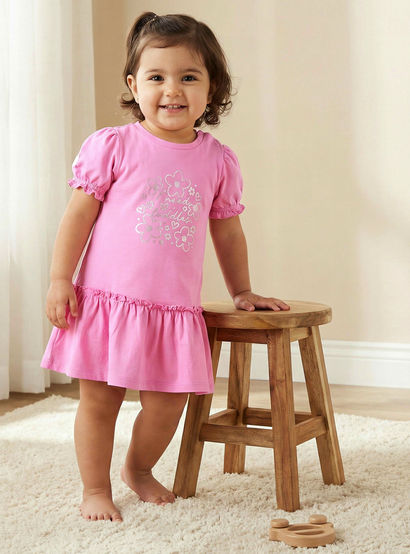 Pack of 2 Juniors Short Sleeves Drop Waist Dress with Floral Print-baby-girls-clothing-dressesandjumpsuits-image-2