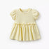 Juniors Round Neck Short Sleeves A-line Dress with Ruffle Detail - Yellow / 12-18 mths
