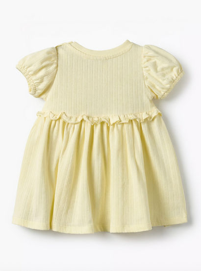Juniors Round Neck Short Sleeves A-line Dress with Ruffle Detail-baby-girls-clothing-dressesandjumpsuits-image-3