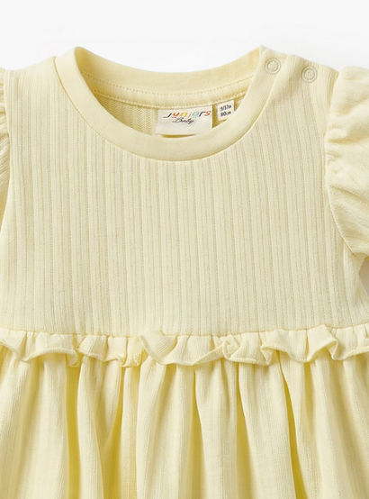 Juniors Round Neck Short Sleeves A-line Dress with Ruffle Detail-baby-girls-clothing-dressesandjumpsuits-image-4
