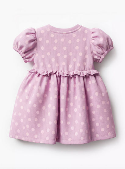 Juniors Round Neck Short Sleeves A-line Dress with Polka Dot Print-baby-girls-clothing-dressesandjumpsuits-image-3