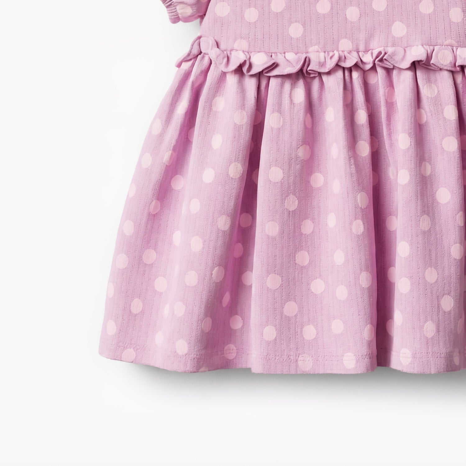 Juniors Round Neck Short Sleeves A-line Dress with Polka Dot Print
