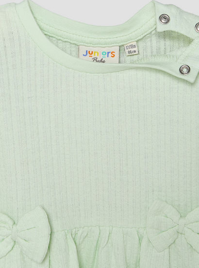 Juniors Round Neck Short Sleeves A-line Dress with Bow Accents-baby-girls-clothing-dressesandjumpsuits-image-5
