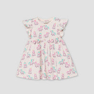 Juniors Round Neck Sleeveless A-line Dress with Unicorn Print-undefined-image-1