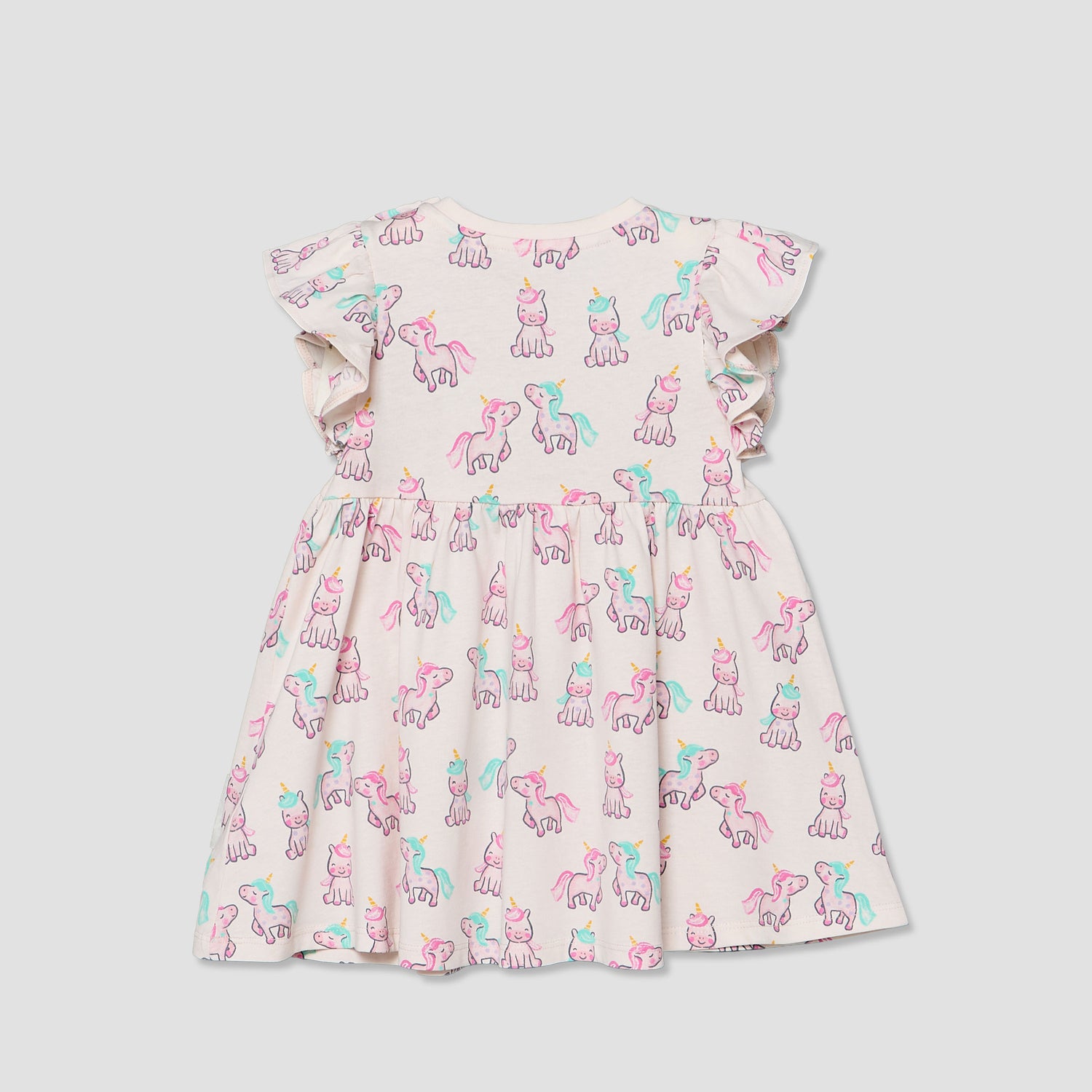 Juniors Round Neck Sleeveless A-line Dress with Unicorn Print