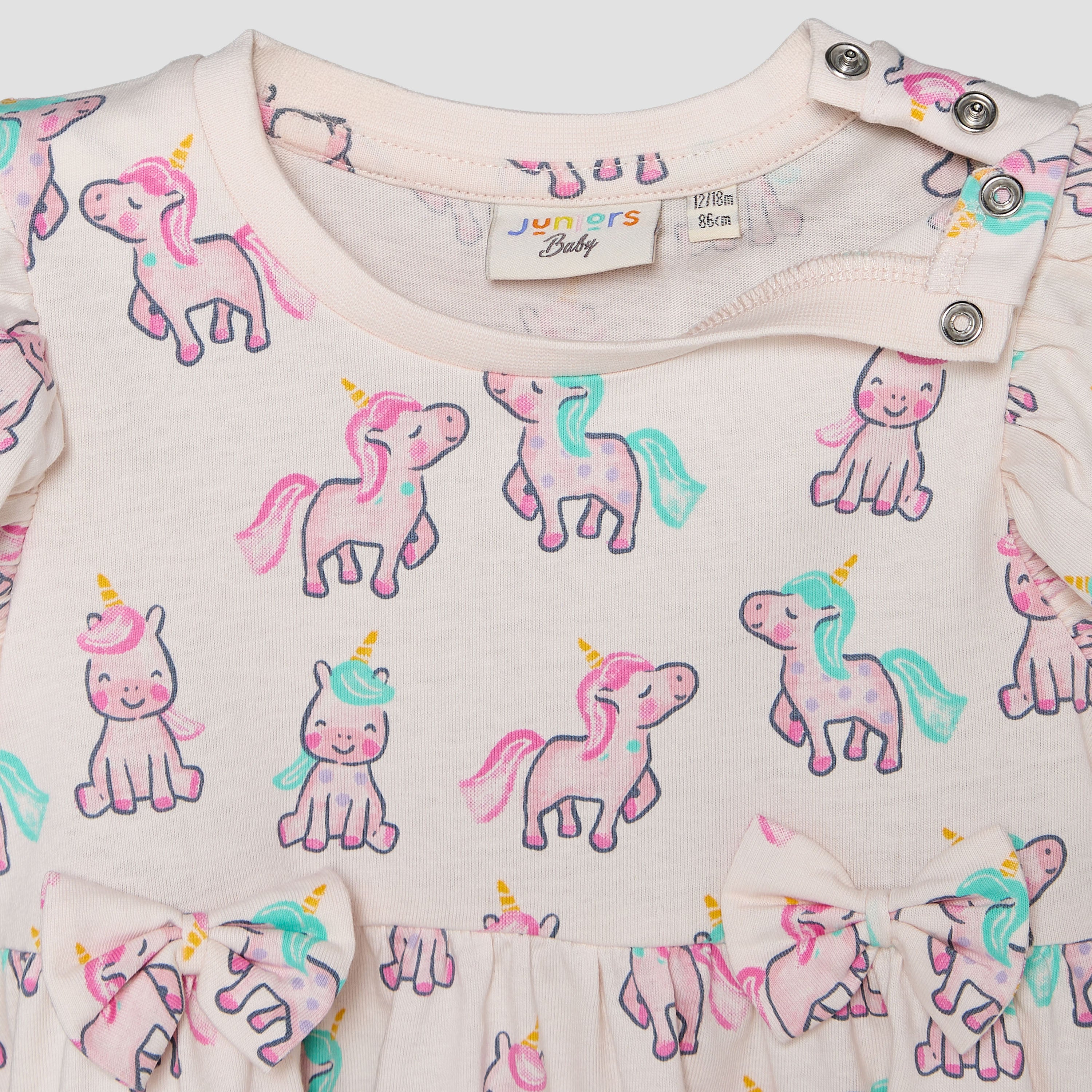 Juniors Round Neck Sleeveless A-line Dress with Unicorn Print
