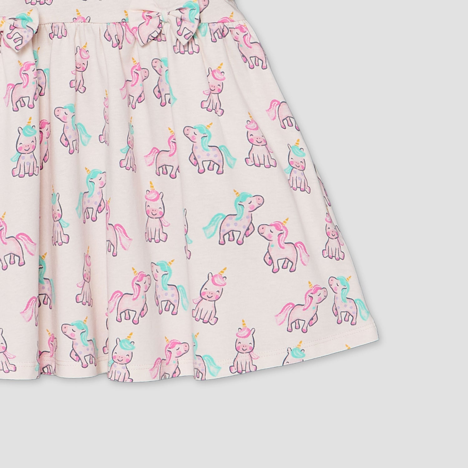 Juniors Round Neck Sleeveless A-line Dress with Unicorn Print