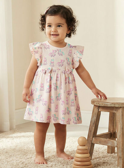 Juniors Round Neck Sleeveless A-line Dress with Unicorn Print-baby-girls-clothing-dressesandjumpsuits-image-1
