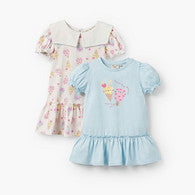Pack of 2 Juniors Short Sleeves Drop Waist Dress with Ice Cream Print-undefined-image-1