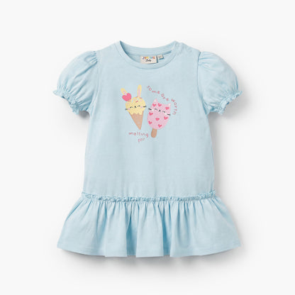 Pack of 2 Juniors Short Sleeves Drop Waist Dress with Ice Cream Print