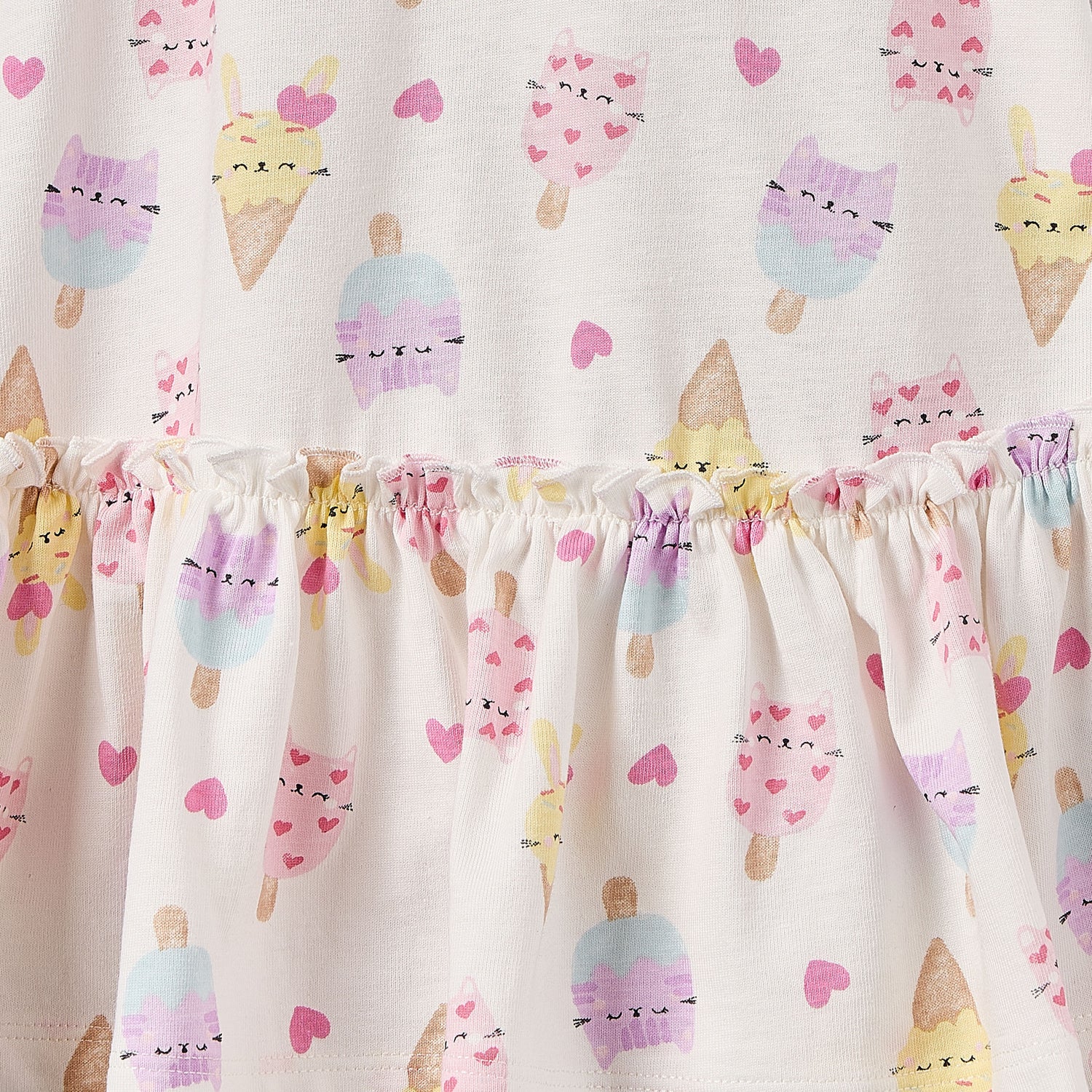 Pack of 2 Juniors Short Sleeves Drop Waist Dress with Ice Cream Print