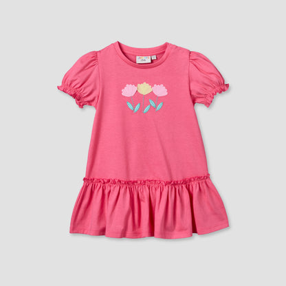 Pack of 2 Juniors Round Neck Short Sleeve Dress with Floral Print