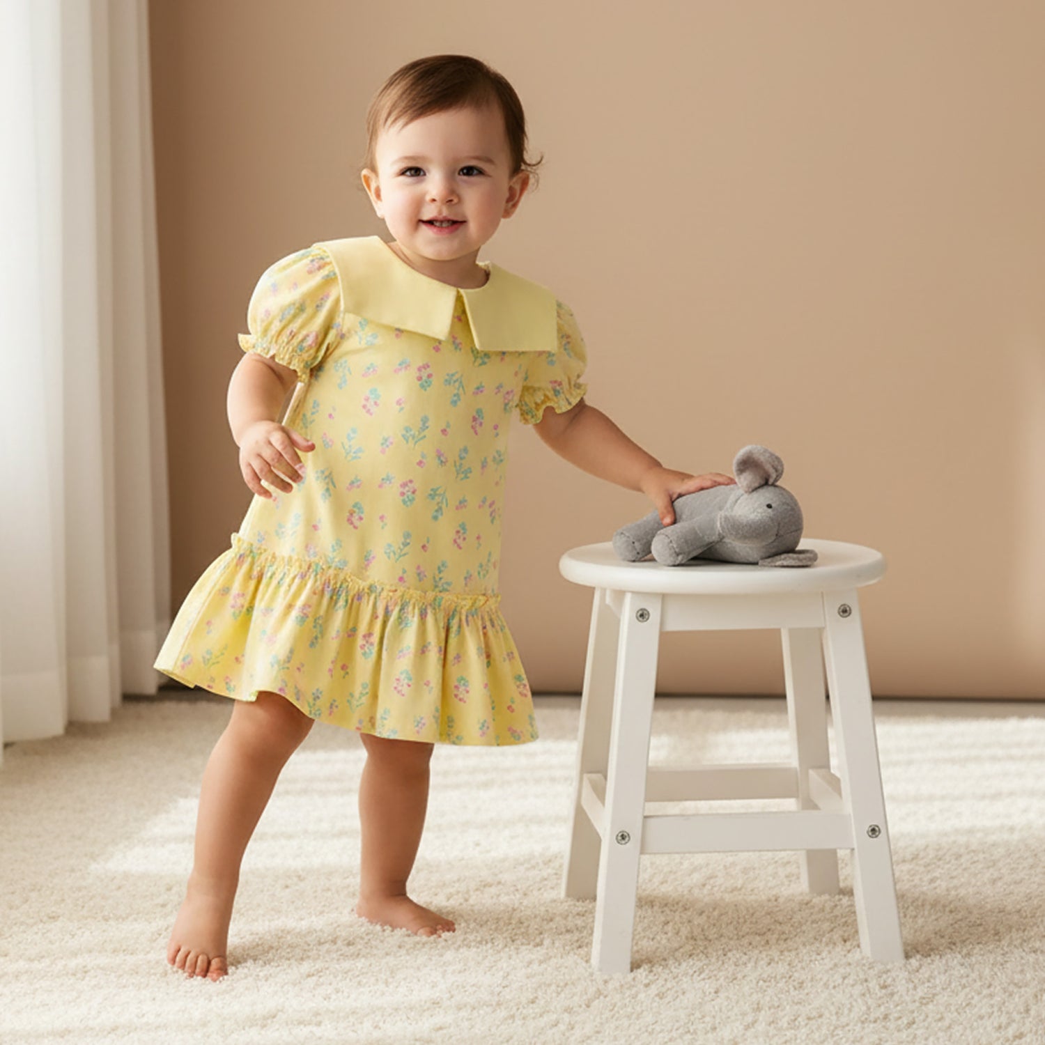 Pack of 2 Juniors Round Neck Short Sleeve Dress with Floral Print