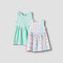 Pack of 2 Juniors Round Neck Sleeveless Knee Length A-line Dress with Shell Print - Green / 12-18 mths