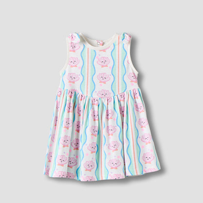 Pack of 2 Juniors Round Neck Sleeveless Knee Length A-line Dress with Shell Print