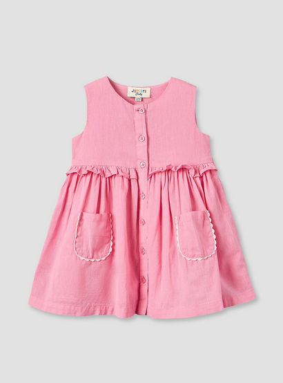 Juniors Round Neck Sleeveless Knee Length A-line Dress with Front Pockets-baby-girls-clothing-dressesandjumpsuits-image-1