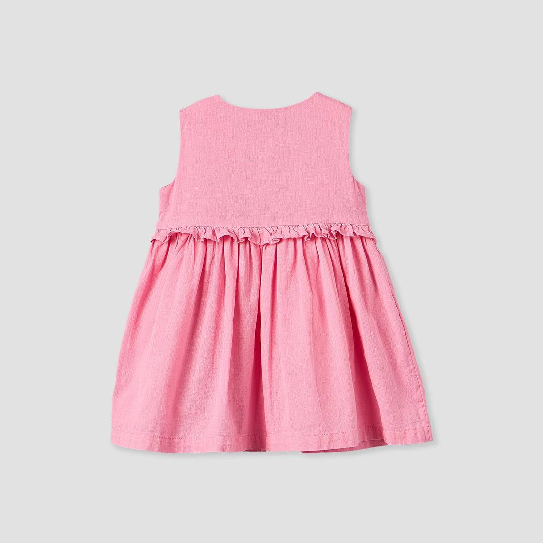 Juniors Round Neck Sleeveless Knee Length A-line Dress with Front Pockets