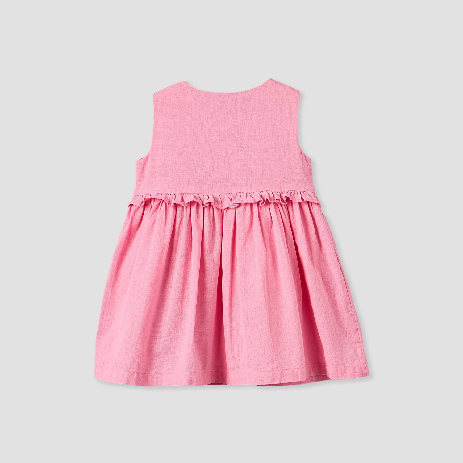 Juniors Round Neck Sleeveless Knee Length A-line Dress with Front Pockets