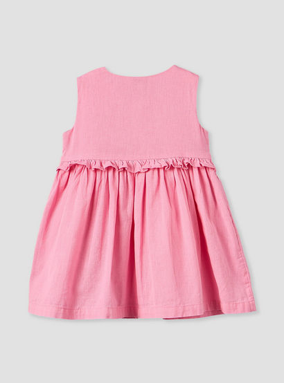 Juniors Round Neck Sleeveless Knee Length A-line Dress with Front Pockets-baby-girls-clothing-dressesandjumpsuits-image-2