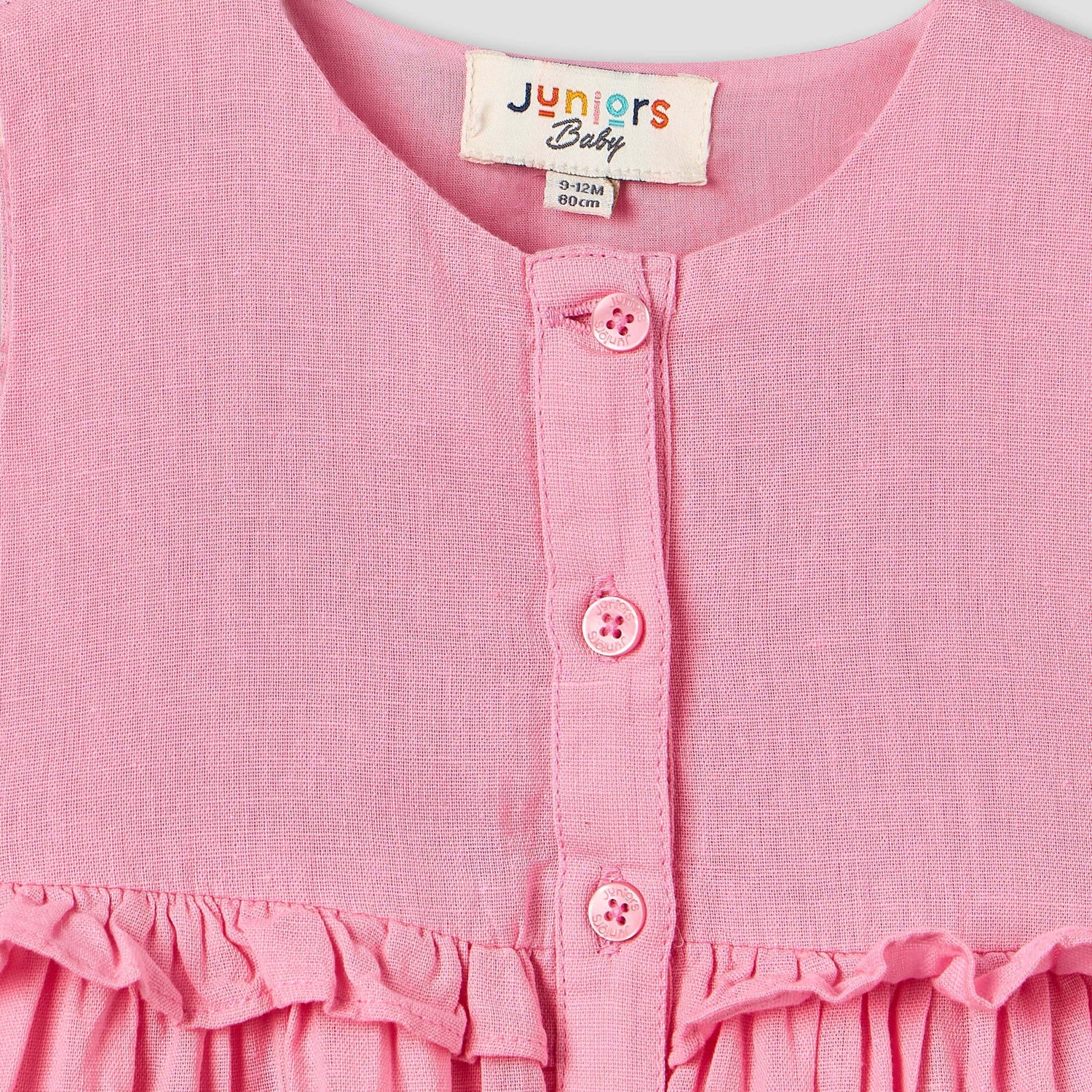 Juniors Round Neck Sleeveless Knee Length A-line Dress with Front Pockets