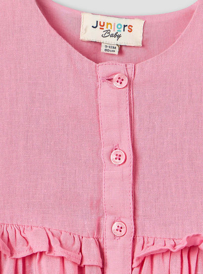 Juniors Round Neck Sleeveless Knee Length A-line Dress with Front Pockets-baby-girls-clothing-dressesandjumpsuits-image-3