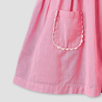Juniors Round Neck Sleeveless Knee Length A-line Dress with Front Pockets