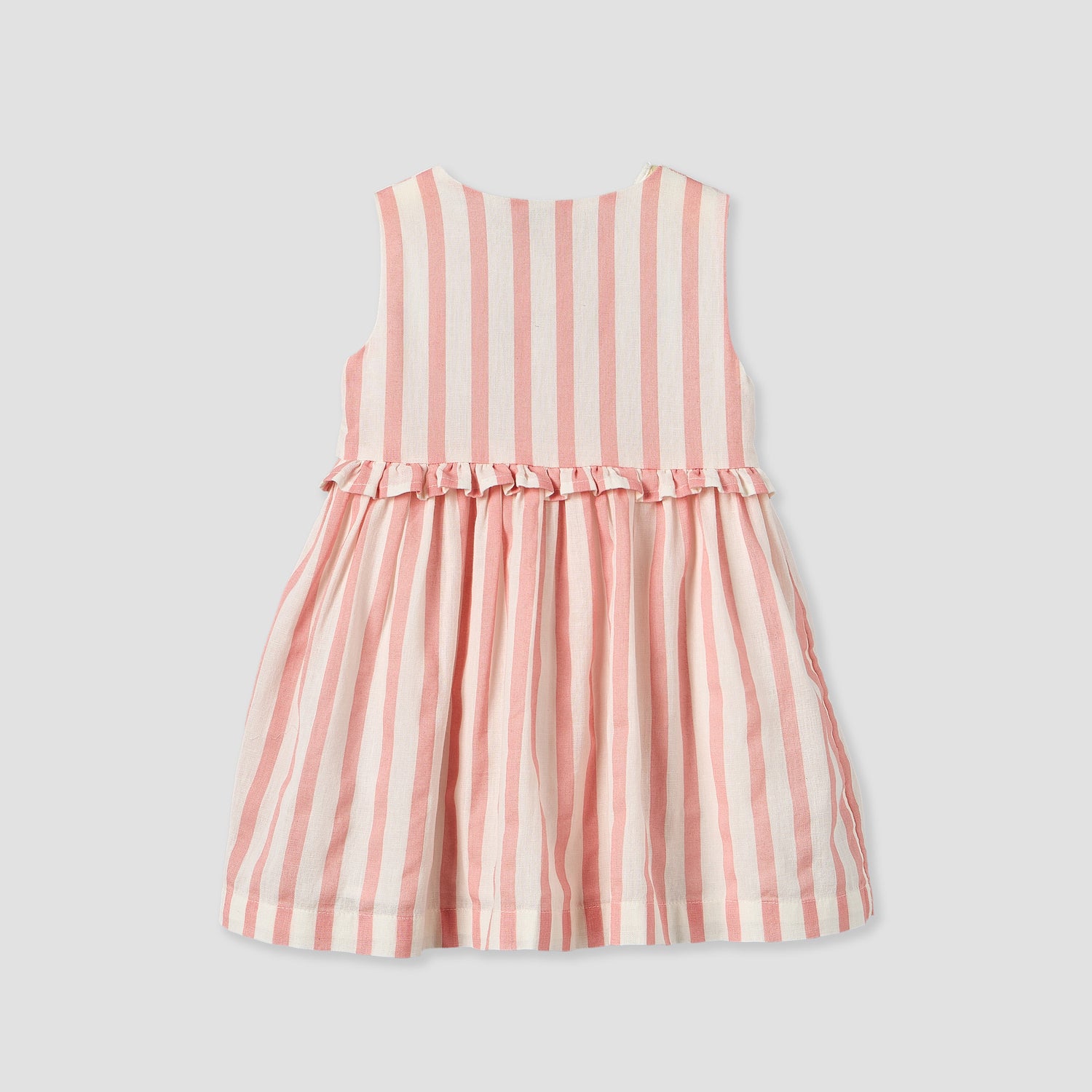 Juniors Round Neck Sleeveless Knee Length A-line Dress with Stripes