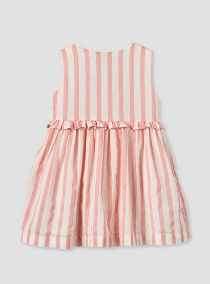 Juniors Round Neck Sleeveless Knee Length A-line Dress with Stripes-baby-girls-clothing-dressesandjumpsuits-image-2