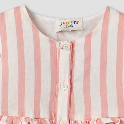 Juniors Round Neck Sleeveless Knee Length A-line Dress with Stripes
