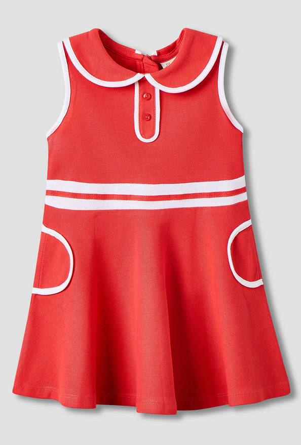 Juniors Peter Pan Collar Sleeveless Knee Length Dress with Zip Closure