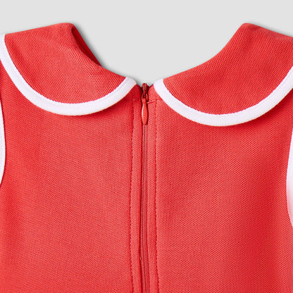 Juniors Peter Pan Collar Sleeveless Knee Length Dress with Zip Closure