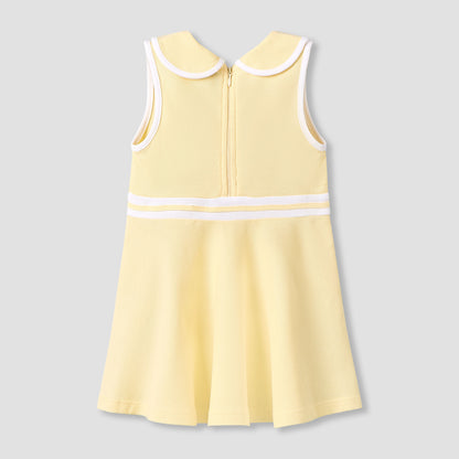 Juniors Peter Pan Collar Sleeveless Knee Length Dress with Zip Closure