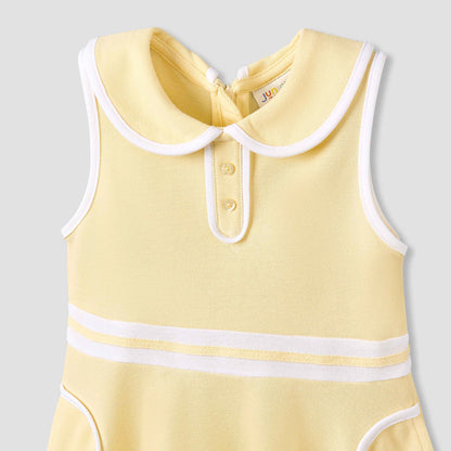 Juniors Peter Pan Collar Sleeveless Knee Length Dress with Zip Closure