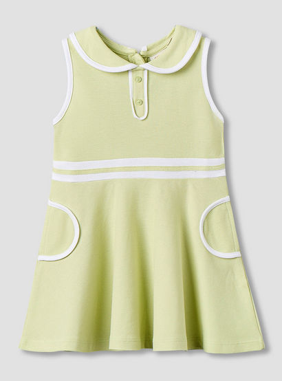 Juniors Peter Pan Collar Sleeveless Knee Length Dress with Zip Closure-baby-girls-clothing-dressesandjumpsuits-image-1