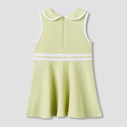 Juniors Peter Pan Collar Sleeveless Knee Length Dress with Zip Closure