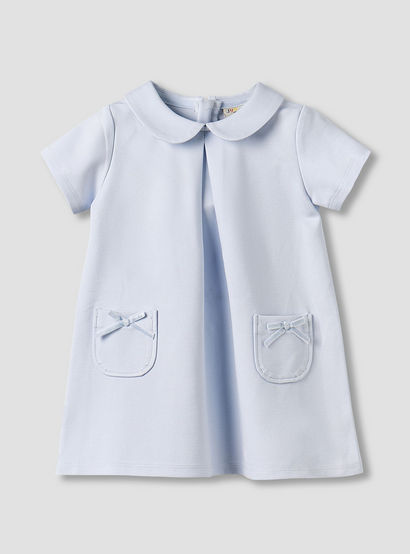 Juniors Peter Pan Collar Short Sleeve Dress with Bow Accent-baby-girls-clothing-dressesandjumpsuits-image-2
