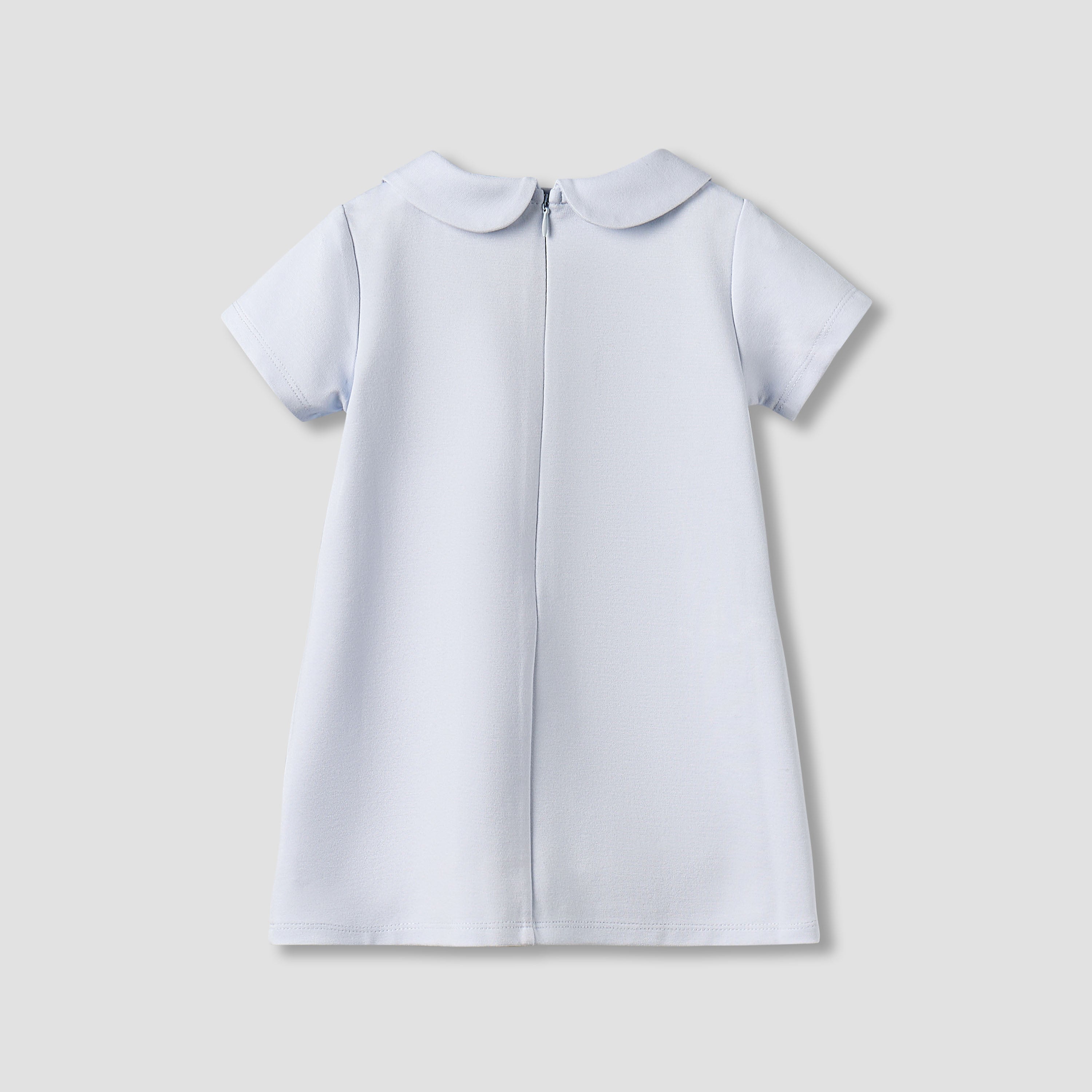 Juniors Peter Pan Collar Short Sleeve Dress with Bow Accent