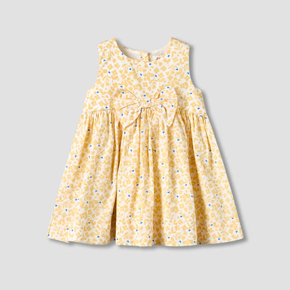 Juniors Round Neck Sleeveless Knee-Length Dress with Floral Print